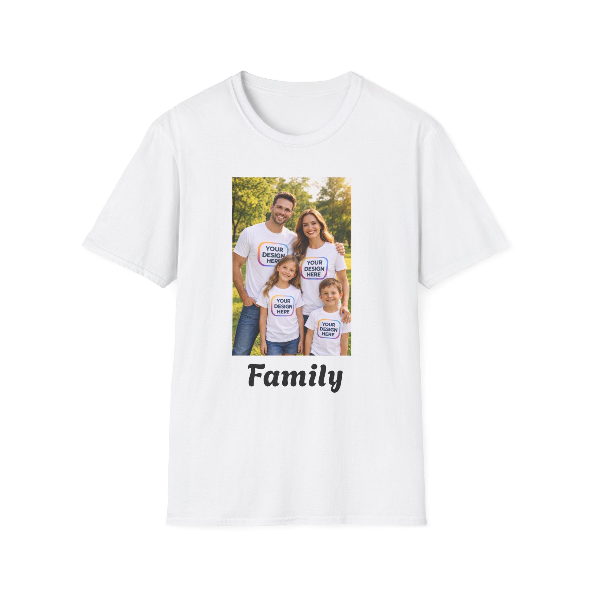 Personalized Family Photo T-Shirt — Custom "Family" Crew Tee for Reunions & Gifts