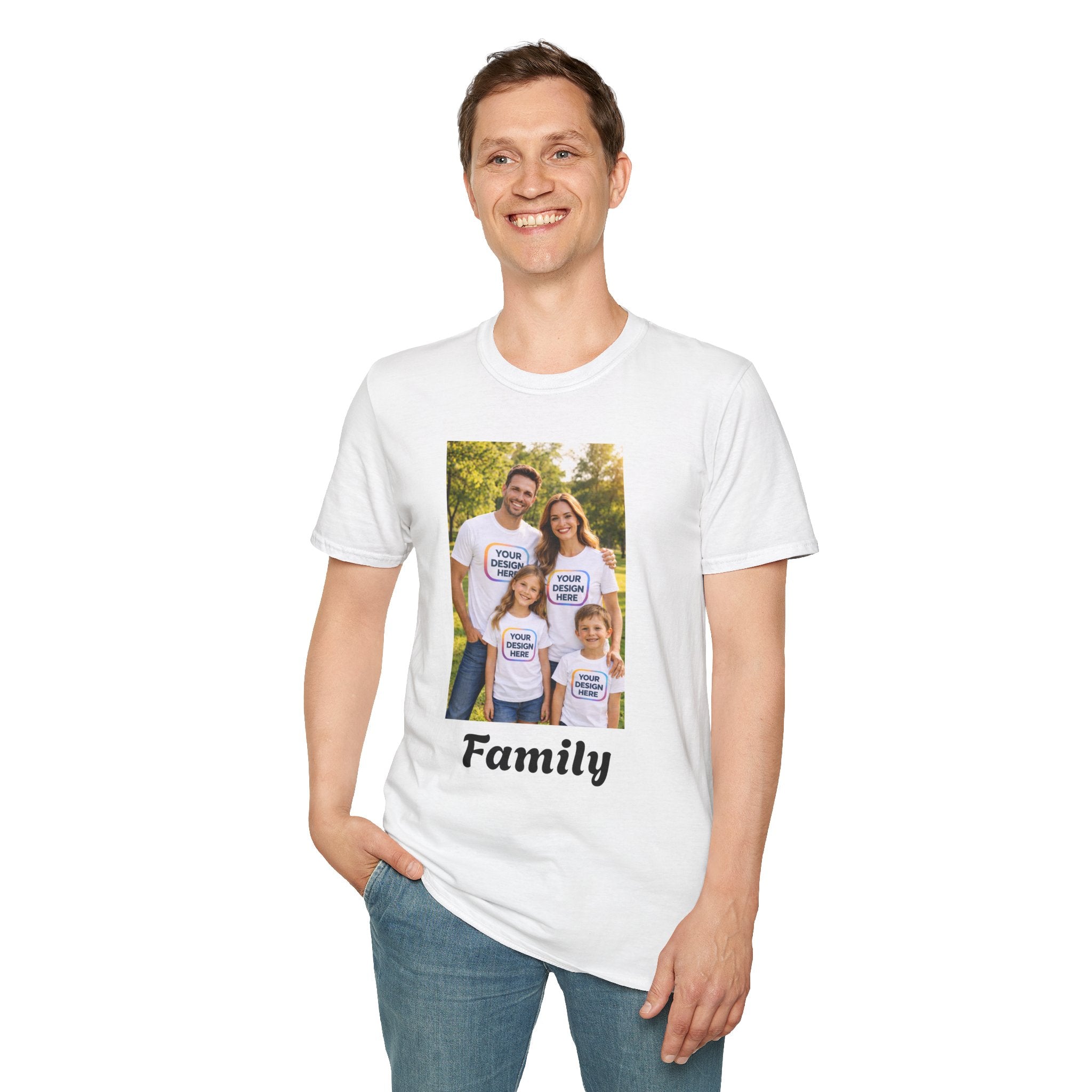 Personalized Family Photo T-Shirt — Custom "Family" Crew Tee for Reunions & Gifts