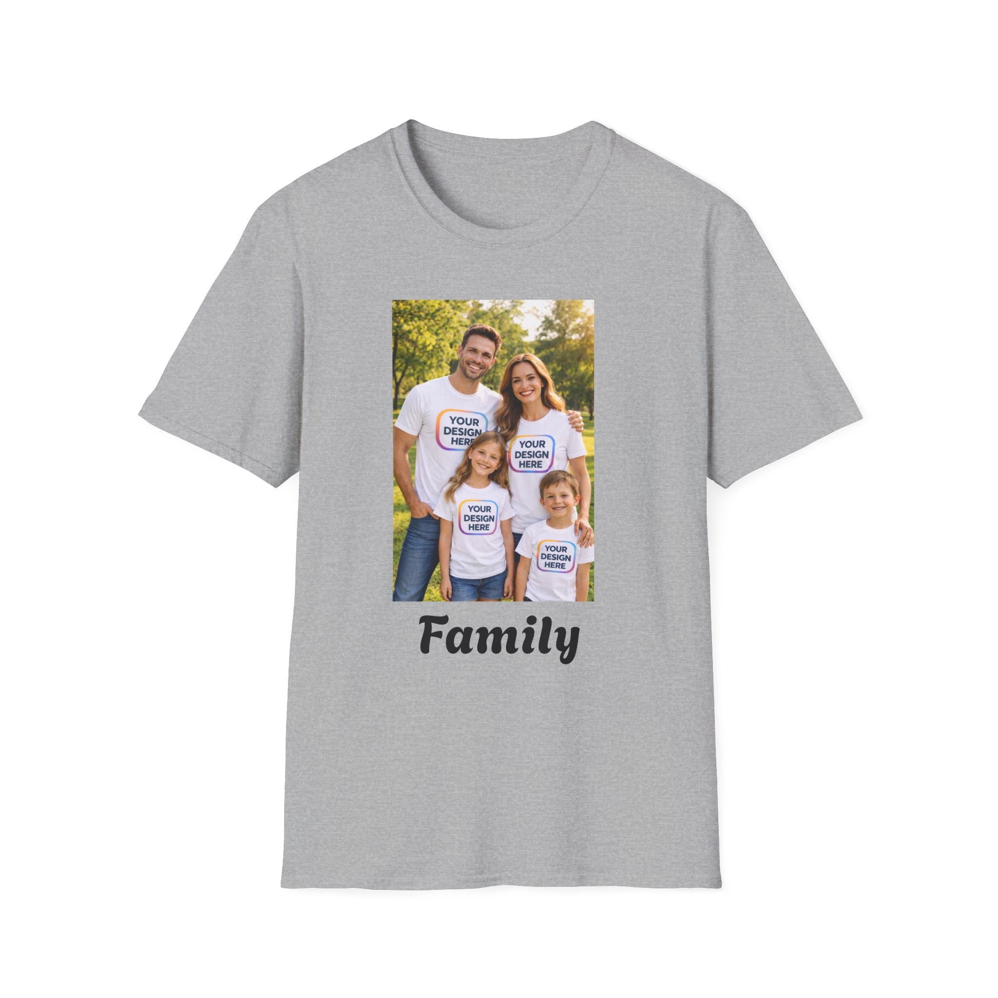 Personalized Family Photo T-Shirt — Custom "Family" Crew Tee for Reunions & Gifts